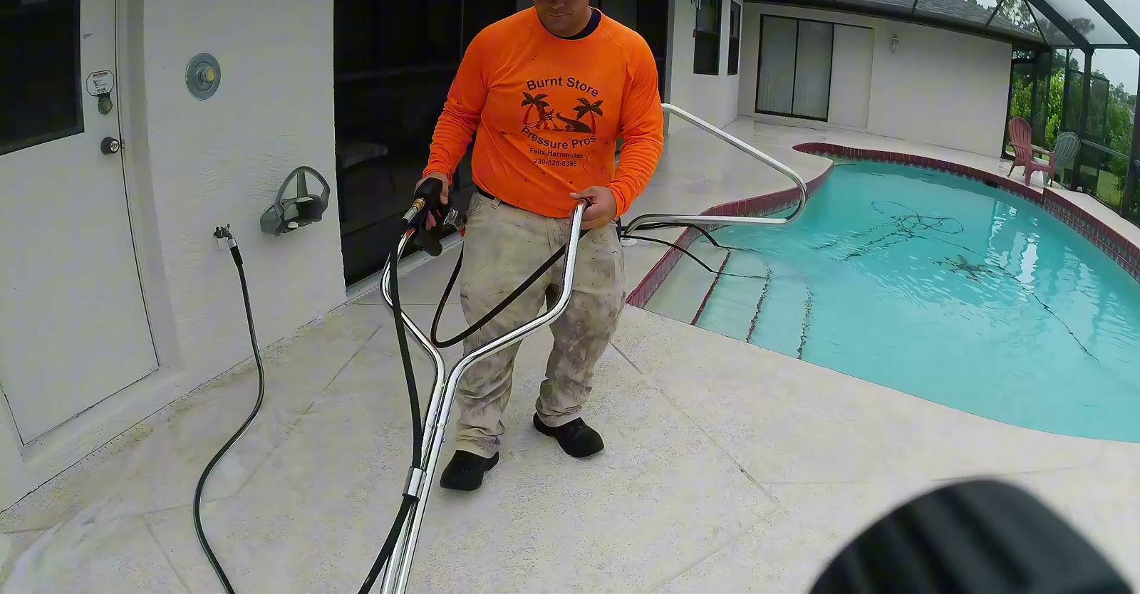 Felix finishing the walkway pressure cleaning